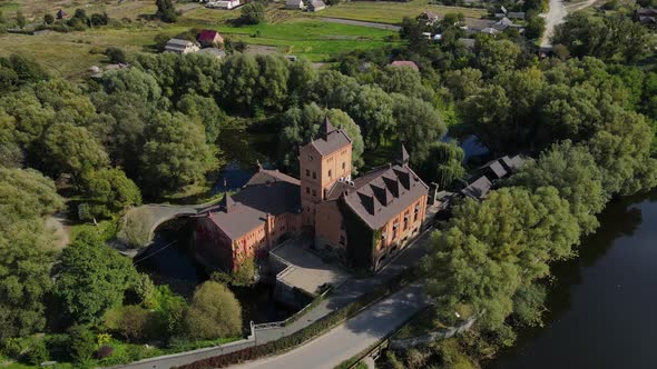 Aerial Shot The City Radomyshl. Castle Museum. Ukraine