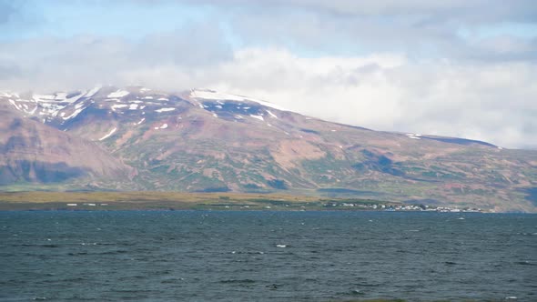 Siglufjordhur Mountains and Coastline Panoramic View in Summer Season Iceland