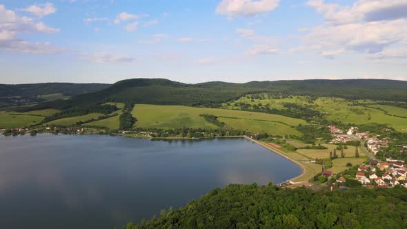 Aerial view of Teply vrch reservoir in Slovakia