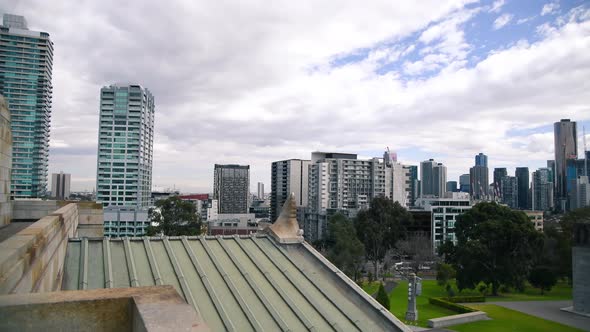 Melbourne Aerial Panorama on a Cloudy Morning