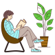 Relaxed Man Reading Book at Home with Indoor Plant - GraphicRiver Item for Sale