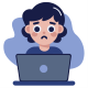 Worried Person Using Laptop Showing Work Stress and Anxiety - GraphicRiver Item for Sale