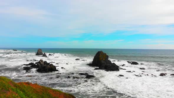 rugged shoreline at cape erimo in hokkaido, japan