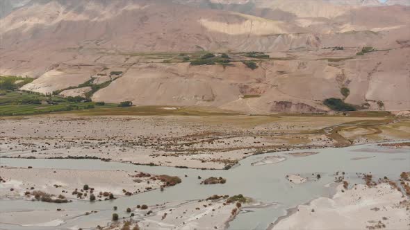 View of the Pamir, Afghanistan and Panj River Along the Wakhan Corridor.