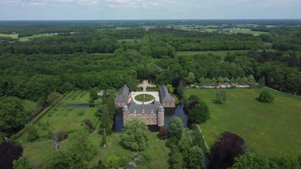 Castle Slangenburg in the Achterhoek, Gelderland, the Netherlands, Aerial