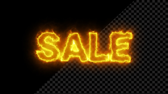 Burning Sale Text Overlay With Fire Flame