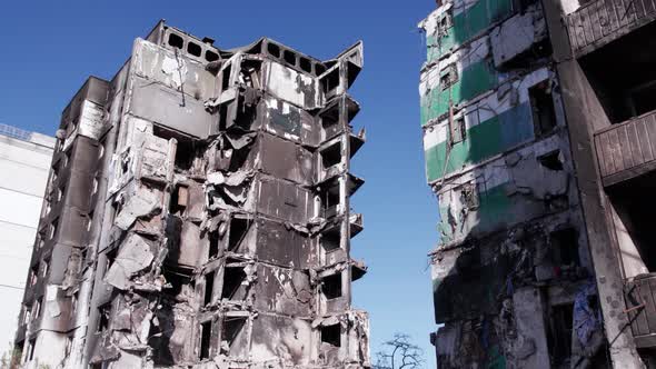 Borodyanka Ukraine  a Destroyed Building During the War Bucha District