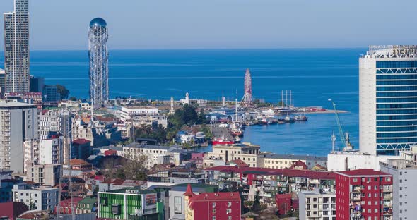 Time lapse of beautiful Batumi coastline. Georgia 2020