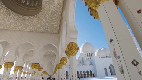 Visitor walking point of view of Sheikh Zayed Grand Mosque, Abu Dhabi