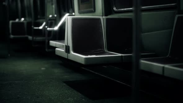 Inside of New York Subway Empty Car