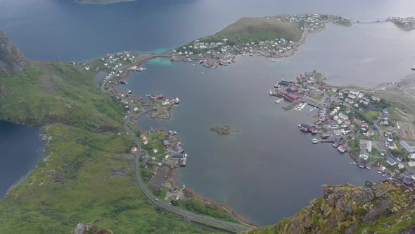 Aerial view of coastal town