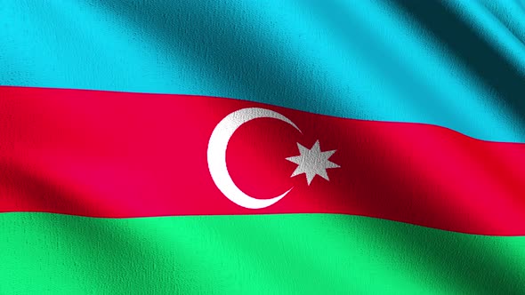 Seamless Loop 4K VDO. Azerbaijan national flag blowing in the wind isolated.