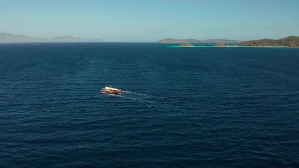 Philippine Motor Boat on the Water Surface