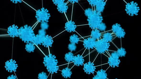 3D Blue Looped Virus Background