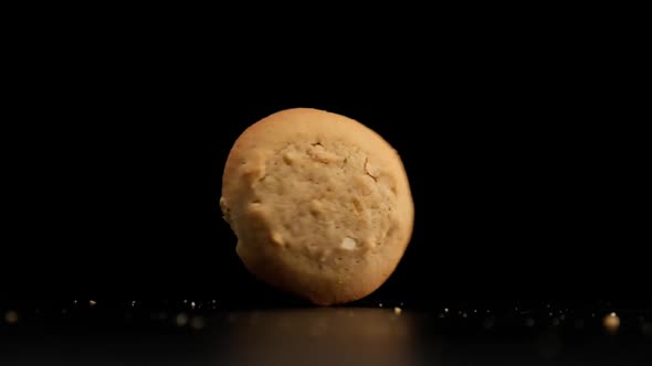 Slow motion of cookie spinning