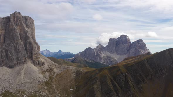 Flight  above Italian Dolomites Alps ,Pass Giau