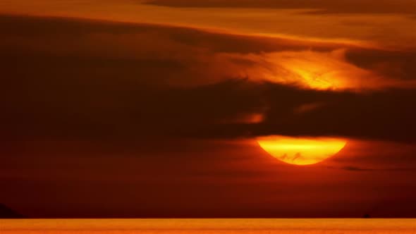 Establishing Cinematic Sunset in the Mediterranean Sea Ultra Telephoto