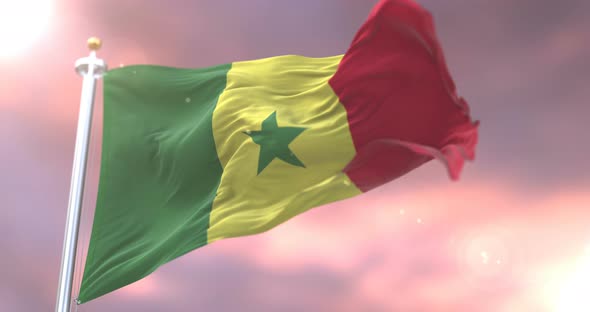 Flag of Senegal at Sunset