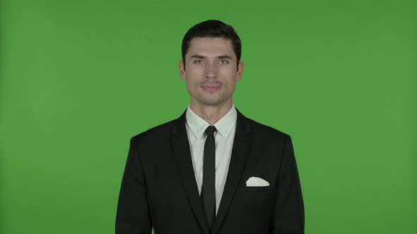 Young Businessman Showing Thumbs Up, Chroma Key