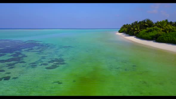 Aerial flying over tourism of beautiful coastline beach holiday by blue sea and white sand backgroun