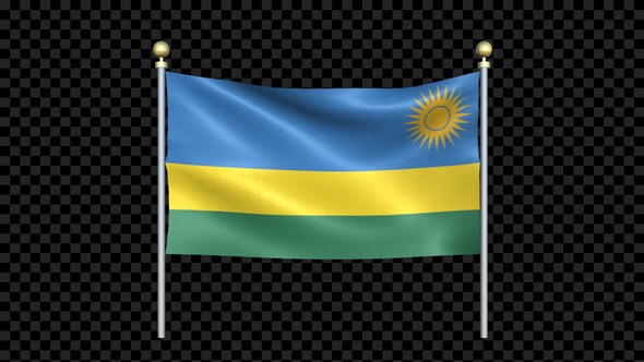 Rwanda Flag Waving In Double Pole Looped