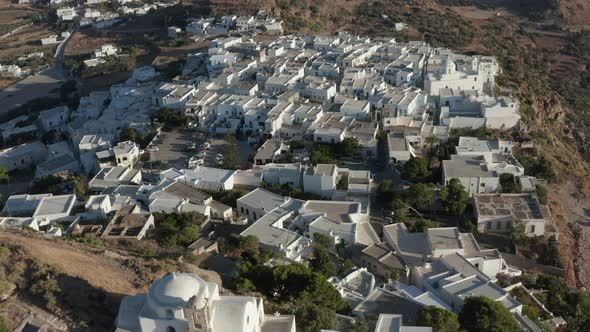 Church in a Greek Village on Top of the Hills, Aerial Perspective