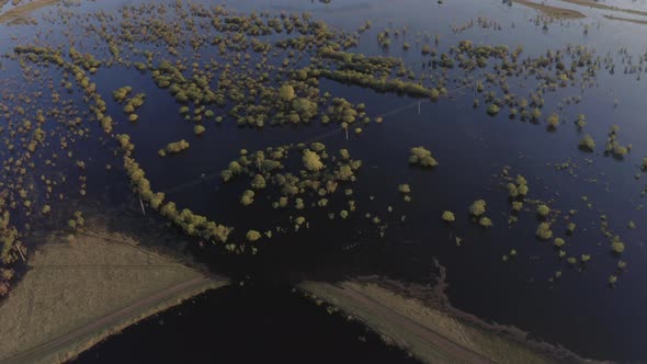 Aerial Drone Footage of High Water in Spring Time