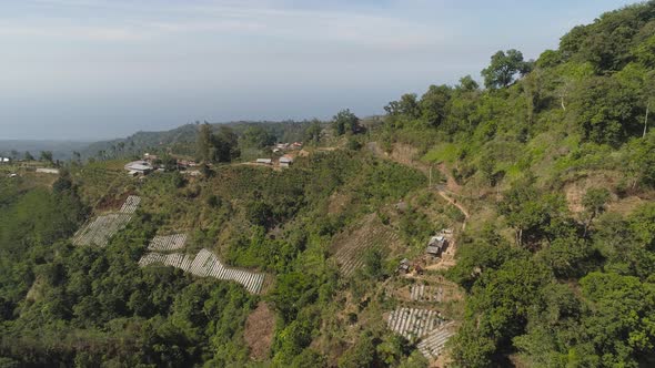 Mountain Landscape Farmlands and Village Bali, Indonesia