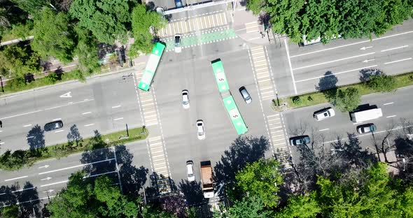 Top View of a Road Intersection in the City.