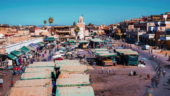 Timelapse View of the Jemaa elFnaa Square in Marakech Morocco