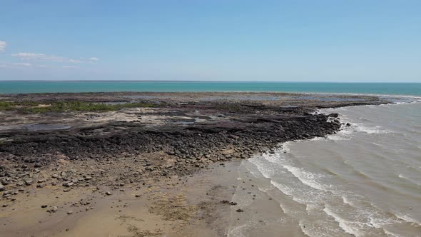 Drone shot of Rock Pool and Ocean at East Point Reserve in Darwin, Northern Territory