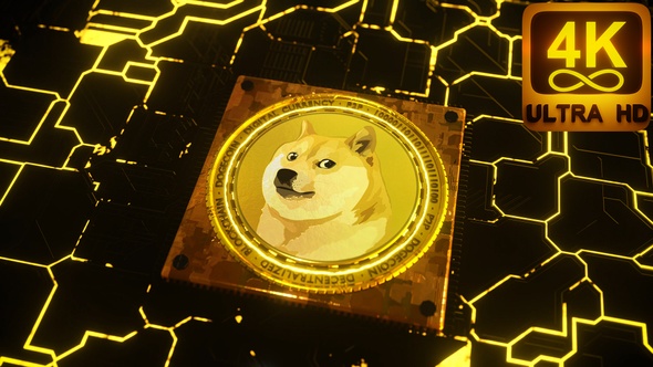 Digital Cryptocurrency Dogecoin Peer To Peer 4K Loop With Alpha Channel Matte 3D Animation Doge