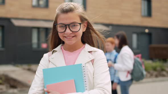 Caucasian Smiling Schoolgirl Portrait