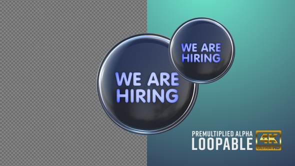 We Are Hiring Badge Looping with Alpha Channel