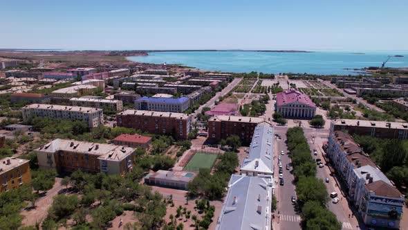 Drone View of the Small Town of Balkhash