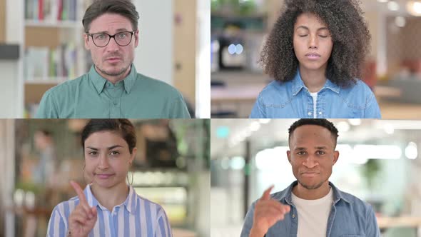 Collage of Different Races People Showing No Sign By Finger