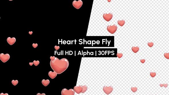 Red Love Heart Shape Flying with Alpha