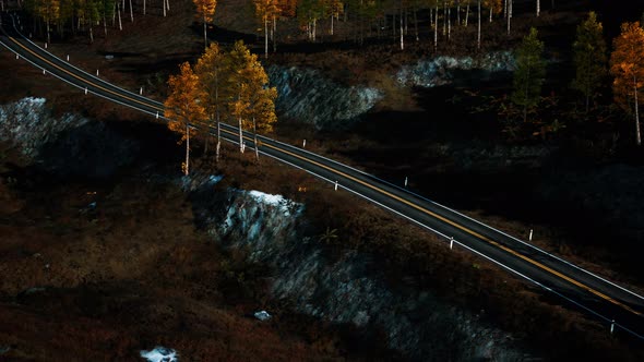 Beautiful Winter Road Seen From Above