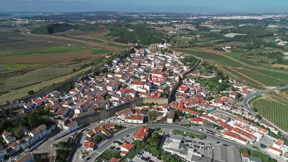 Aerial View of Medieval Town Obidos in Portugal