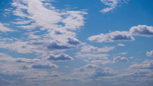 Clouds in the Blue Sky Slowly Move and Change Shape Timelapse