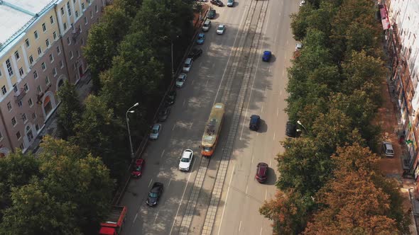 Aerial View of the Road on Which the Tram Goes