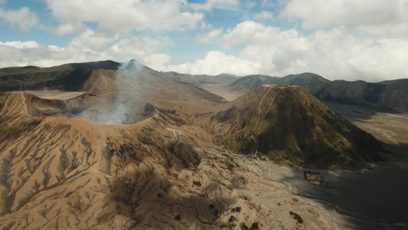 Active Volcano with a Crater. Gunung Bromo, Jawa, Indonesia.