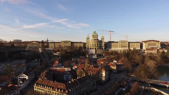 Old city center of Bern - aerial view