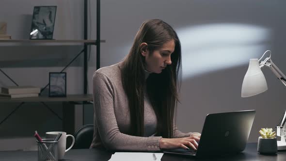 Night Work Remote Job Woman Using Laptop