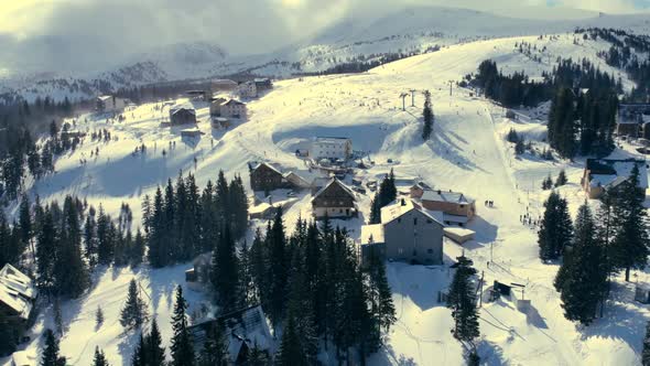 Mountains Ski Village Resort Forest Sun Winter