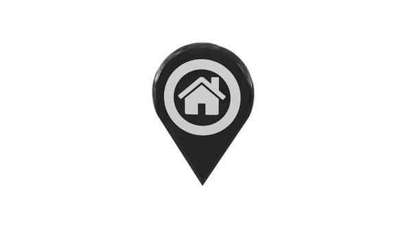 Home Map Location 3D Pin Icon Black V14