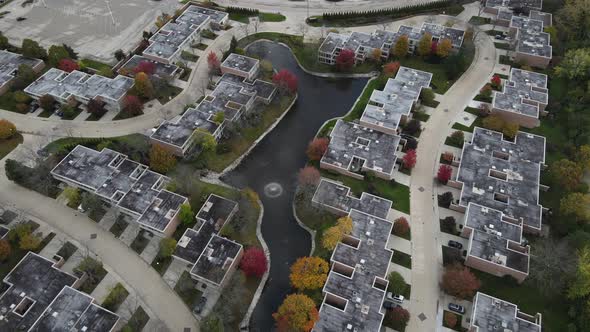 Aerial view of residential neighborhood in Northfield, Illinois