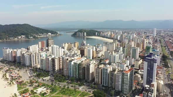 Stunning landscape of coast city of Sao Vicente state of Sao Paulo Brazil.