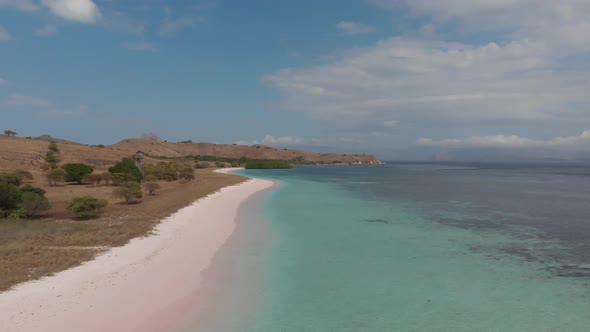 Aerial footage of Flores Island Pink Beach Aerial drone footage 4K