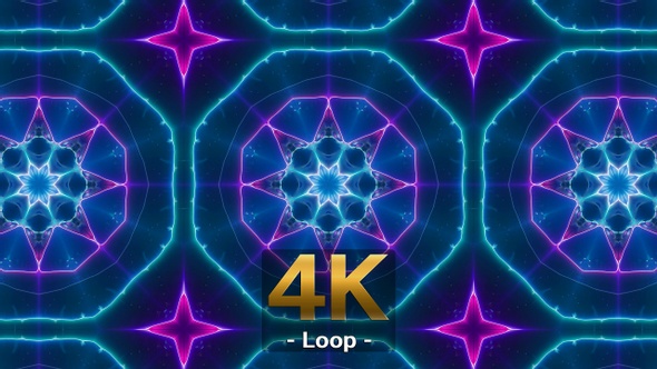 Fast Blink Cyber Neon Line Kaleidoscope Loop 4K 03